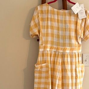 Christy Dawn BNWT Jane dress in lemon plaid  linen XL- fits smaller